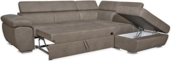 DecHome Divano Angolare 4 Posti Moderno con Penisola Letto Estraibile in Tessuto Dimensioni 260x200x91 cm colore Grigio - Fiona