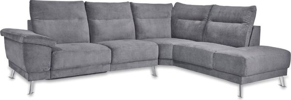 DecHome Divano Angolare 5 Posti Moderno con 1 Seduta Reclinabile e Poggiapiedi Estraibile in Tessuto Dimensioni 290x226x102 cm colore Grigio - New 
