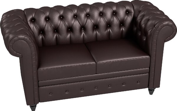 DecHome Divano Chesterfield 2 Posti Vintage in Ecopelle Dimensioni 160x84x80 cm colore Marrone