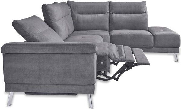 DecHome Divano Angolare 5 Posti Moderno con 1 Seduta Reclinabile e Poggiapiedi Estraibile in Tessuto Dimensioni 290x226x102 cm colore Grigio - New 
