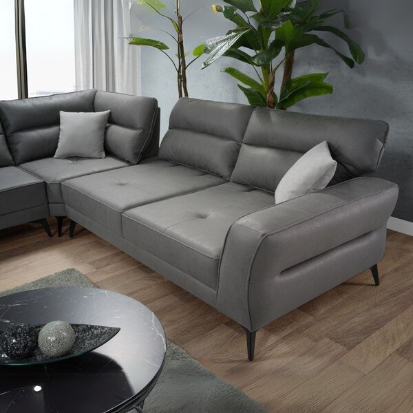 DecHome Divano Angolare 5 Posti Moderno in Microfibra Dimensioni 300x250x77x100 cm colore Grigio - Sigmar