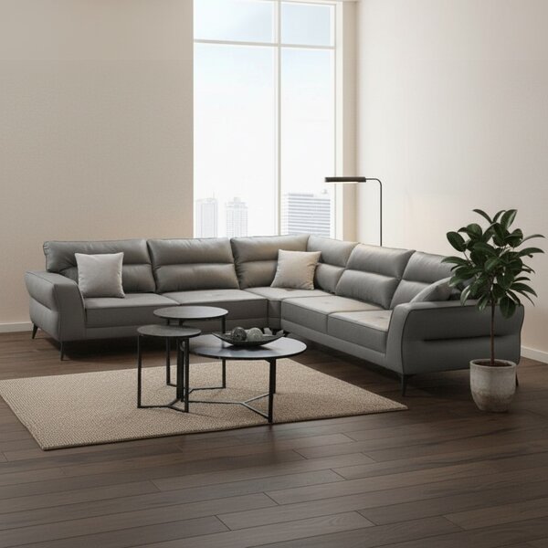 DecHome Divano Angolare 5 Posti Moderno in Microfibra Dimensioni 300x250x77x100 cm colore Grigio - Sigmar
