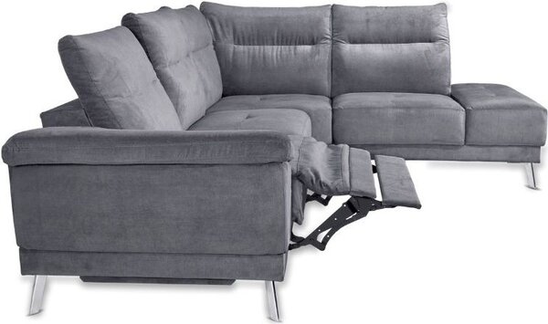 DecHome Divano Angolare 5 Posti Moderno con 1 Seduta Reclinabile e Poggiapiedi Estraibile in Tessuto Dimensioni 290x226x102 cm colore Grigio - New 