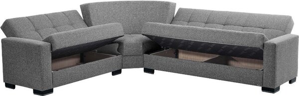 DecHome Divano Angolare 5 Posti Moderno con Letto Estraibile Vano Contenitore in Tessuto Dimensioni 312x253x79 cm colore Grigio - Fermina Wedge