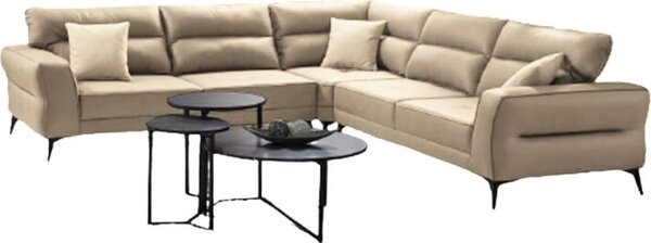 DecHome Divano Angolare 5 Posti Moderno in Microfibra Dimensioni 300x250x77x100 cm colore Beige - Sigmar