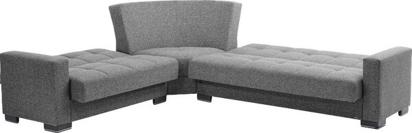 DecHome Divano Angolare 5 Posti Moderno con Letto Estraibile Vano Contenitore in Tessuto Dimensioni 312x253x79 cm colore Grigio - Fermina Wedge