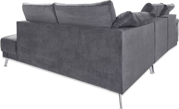 DecHome Divano Angolare 5 Posti Moderno con 1 Seduta Reclinabile e Poggiapiedi Estraibile in Tessuto Dimensioni 290x226x102 cm colore Grigio - New 