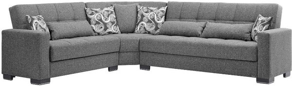 DecHome Divano Angolare 5 Posti Moderno con Letto Estraibile Vano Contenitore in Tessuto Dimensioni 312x253x79 cm colore Grigio - Fermina Wedge