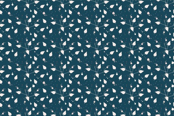 Carta da parati – Foglie delicate in versione blu