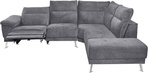 DecHome Divano Angolare 5 Posti Moderno con 1 Seduta Reclinabile e Poggiapiedi Estraibile in Tessuto Dimensioni 290x226x102 cm colore Grigio - New 