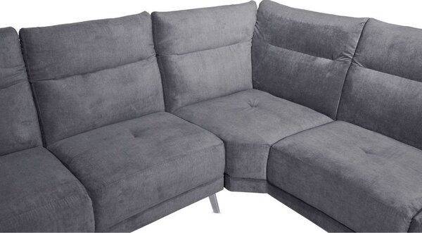 DecHome Divano Angolare 5 Posti Moderno con 1 Seduta Reclinabile e Poggiapiedi Estraibile in Tessuto Dimensioni 290x226x102 cm colore Grigio - New 
