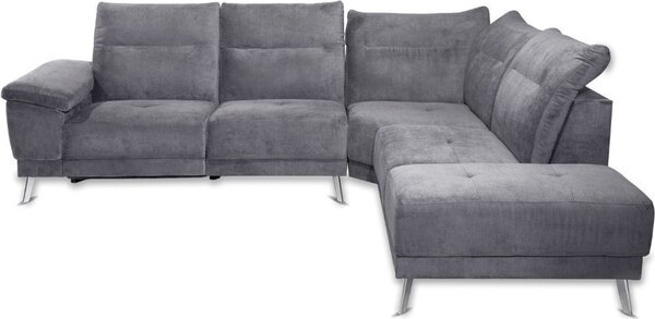 DecHome Divano Angolare 5 Posti Moderno con 1 Seduta Reclinabile e Poggiapiedi Estraibile in Tessuto Dimensioni 290x226x102 cm colore Grigio - New 