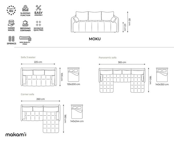 Divano grigio scuro allungabile/con contenitore 225 cm Moku – Makamii