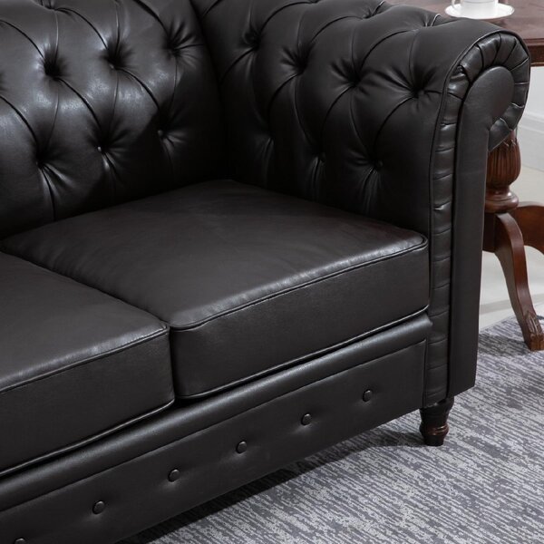 DecHome Divano Chesterfield 2 Posti Vintage in Ecopelle Dimensioni 160x84x80 cm colore Nero