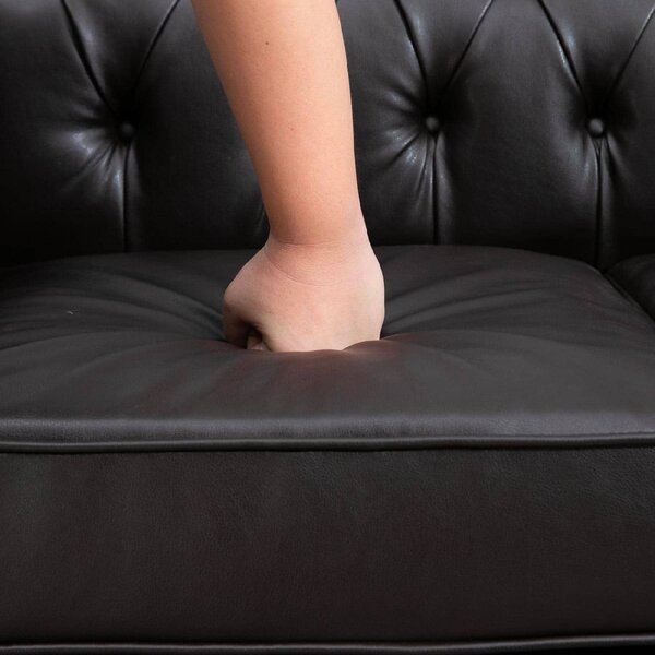 DecHome Divano Chesterfield 2 Posti Vintage in Ecopelle Dimensioni 160x84x80 cm colore Nero