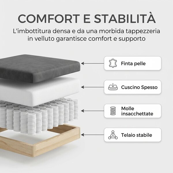 DecHome Divano Chesterfield 3 Posti Vintage in Ecopelle Dimensioni 213x86x79 cm colore Nero