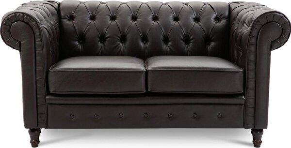 DecHome Divano Chesterfield 2 Posti Vintage in Ecopelle Dimensioni 160x84x80 cm colore Nero