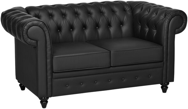 DecHome Divano Chesterfield 2 Posti Vintage in Ecopelle Dimensioni 160x84x80 cm colore Nero