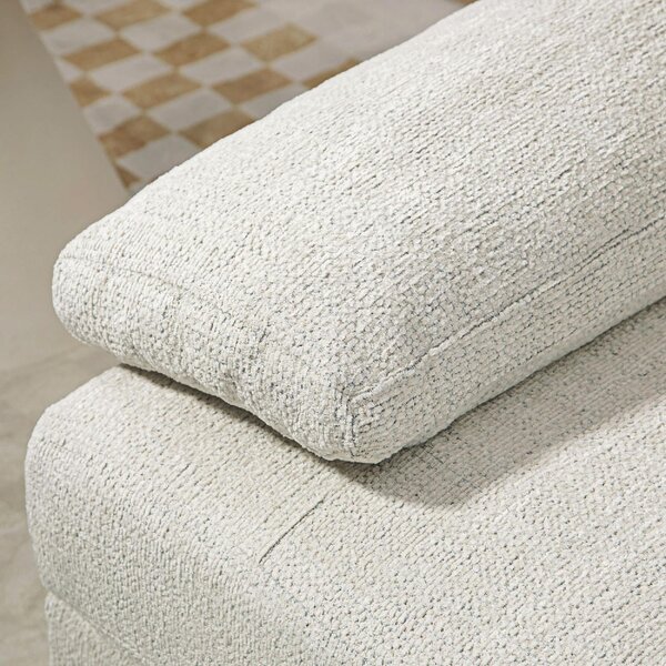 DecHome Divano Componibile 4 Posti Moderno in Tessuto effetto Ciniglia Dimensioni 313x149x88 cm colore Crema