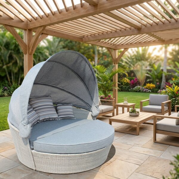 VivaGarden Divano da Esterno 2 Posti a Conchiglia con Cuscini in Alluminio cm 180x80 h colore Grigio - Bruegel