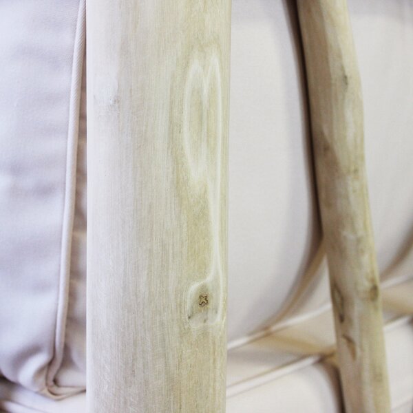 VivaGarden Divano da Esterno 2 Posti con Cuscini e Braccioli in Teak 131,5x92x77 cm colore Bianco/Tortora - Martinez