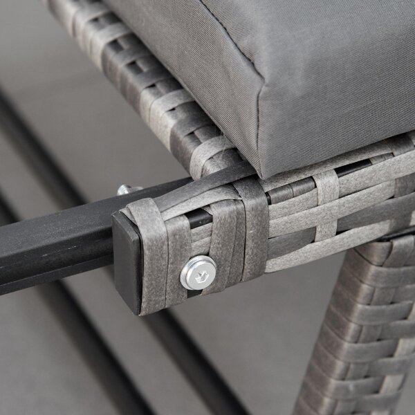 VivaGarden Divano da Esterno 2 Posti con Cuscini e Braccioli Ribaltabili in Rattan PE 129x63x67 cm colore Grigio
