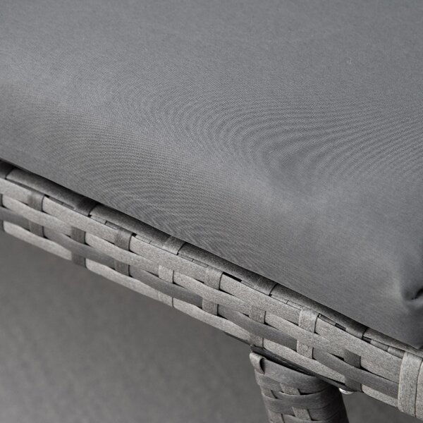 VivaGarden Divano da Esterno 2 Posti con Cuscini e Braccioli Ribaltabili in Rattan PE 129x63x67 cm colore Grigio