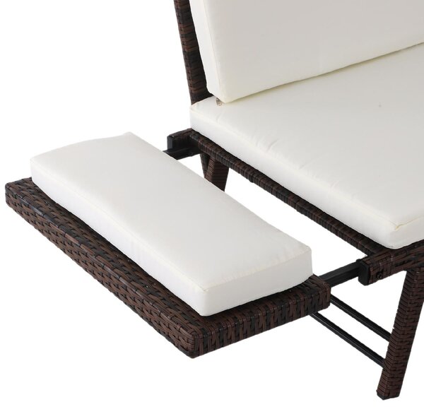 VivaGarden Divano da Esterno 2 Posti con Cuscini e Braccioli Ribaltabili in Rattan PE 129x63x67 cm colore Bianco