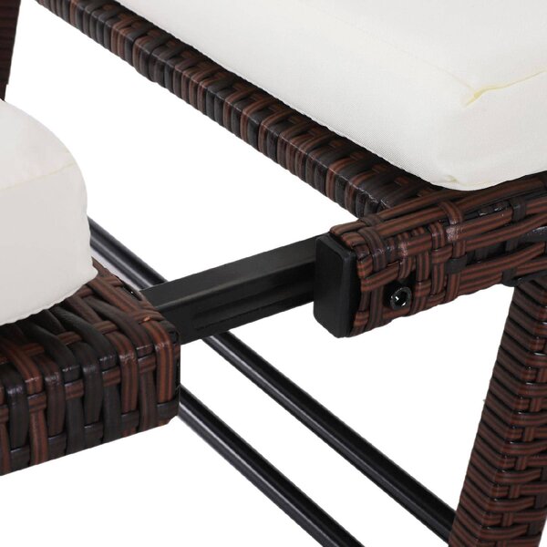 VivaGarden Divano da Esterno 2 Posti con Cuscini e Braccioli Ribaltabili in Rattan PE 129x63x67 cm colore Bianco