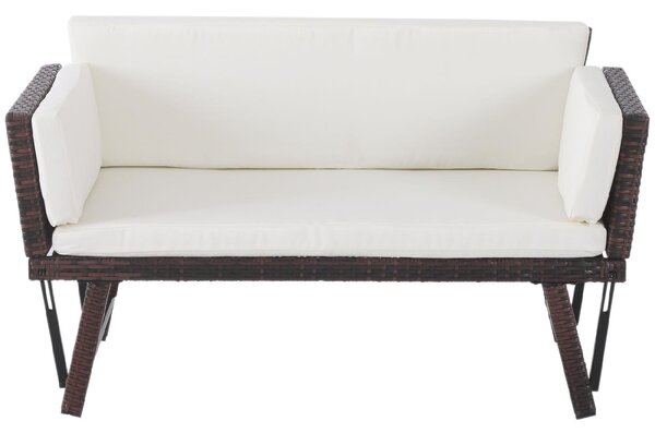 VivaGarden Divano da Esterno 2 Posti con Cuscini e Braccioli Ribaltabili in Rattan PE 129x63x67 cm colore Bianco