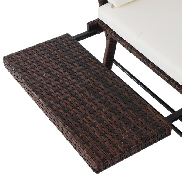 VivaGarden Divano da Esterno 2 Posti con Cuscini e Braccioli Ribaltabili in Rattan PE 129x63x67 cm colore Bianco