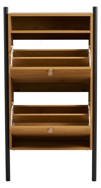 Scarpiera di colore naturale con effetto rovere con ante ribaltabili 62x118x26 cm Barco – House Nordic