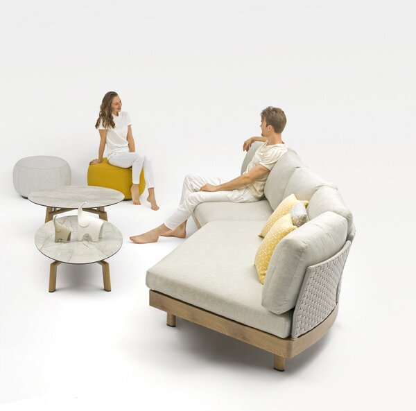 VivaGarden Divano da Esterno 2 Posti con Cuscini in Alluminio effetto Legno 150x91x71 cm colore Marrone/Grigio - Colombia