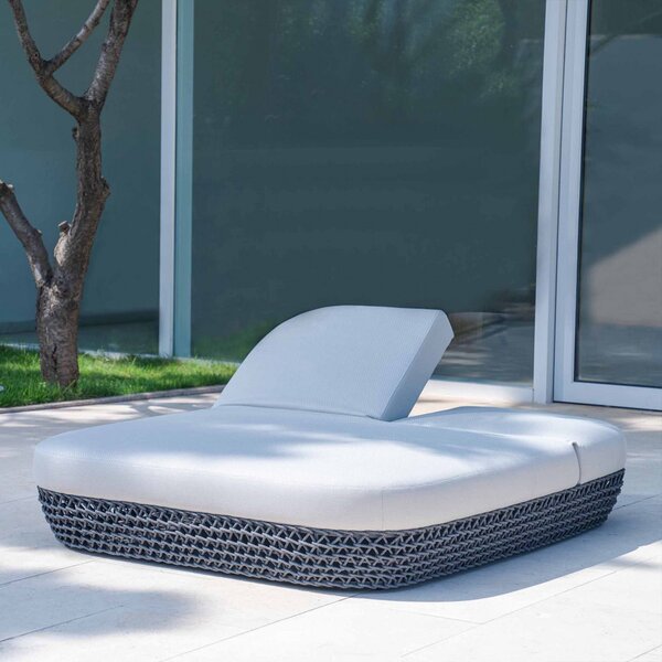 VivaGarden Divano da Esterno 2 Posti con Cuscini in Alluminio e Corda 151x205x36 cm colore Grigio - Lafayette