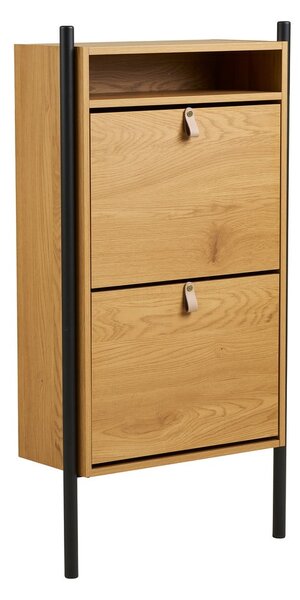 Scarpiera di colore naturale con effetto rovere con ante ribaltabili 62x118x26 cm Barco – House Nordic