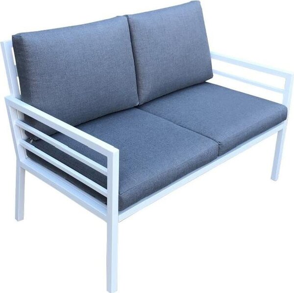 Amicasa Divano da Esterno 2 Posti con Cuscini in Alluminio 126x73x85 cm colore Bianco - Loren