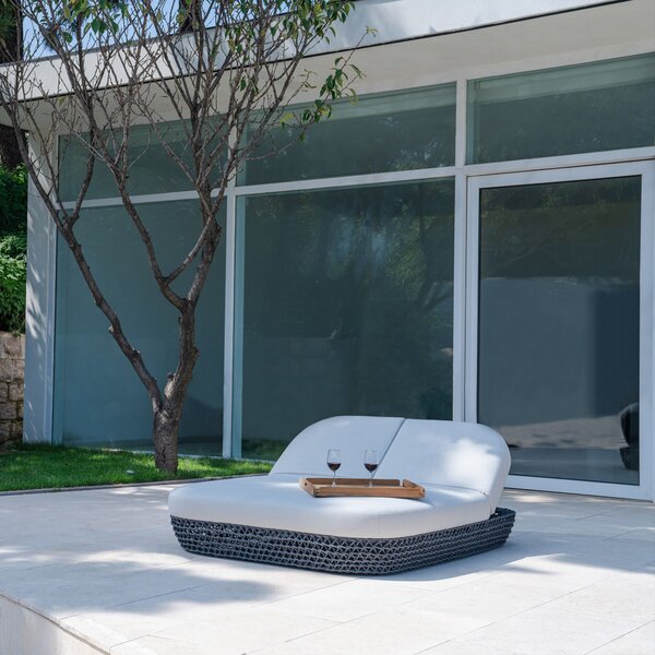 VivaGarden Divano da Esterno 2 Posti con Cuscini in Alluminio e Corda 151x205x36 cm colore Grigio - Lafayette