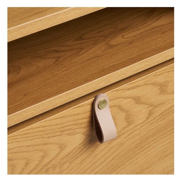 Scarpiera di colore naturale con effetto rovere con ante ribaltabili 62x118x26 cm Barco – House Nordic