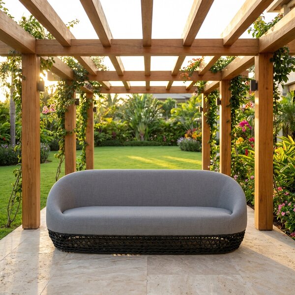 VivaGarden Divano da Esterno 2 Posti con Cuscini in Alluminio e Corde 180x91x71 cm colore Antracite
