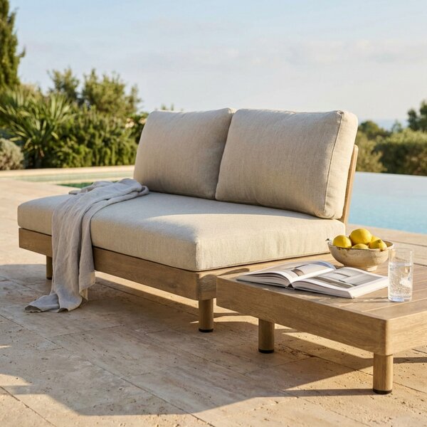 VivaGarden Divano da Esterno 2 Posti con Cuscini in Alluminio effetto Legno 150x91x71 cm colore Marrone/Grigio - Colombia