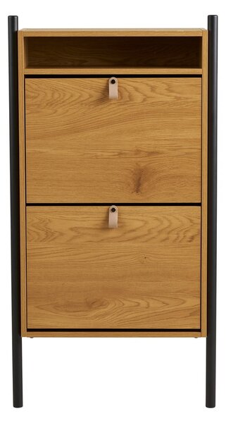 Scarpiera di colore naturale con effetto rovere con ante ribaltabili 62x118x26 cm Barco – House Nordic