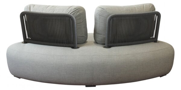 VivaGarden Divano da Esterno 2 Posti Modulare Angolare con Cuscini in Corda e Alluminio 110x194x78 cm colore Grigio