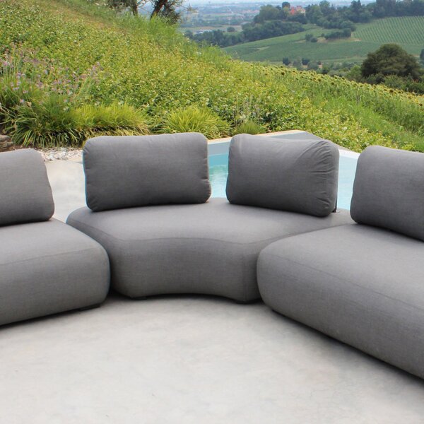 VivaGarden Divano da Esterno 2 Posti Modulare Angolare con Cuscini in Corda e Alluminio 110x194x78 cm colore Grigio