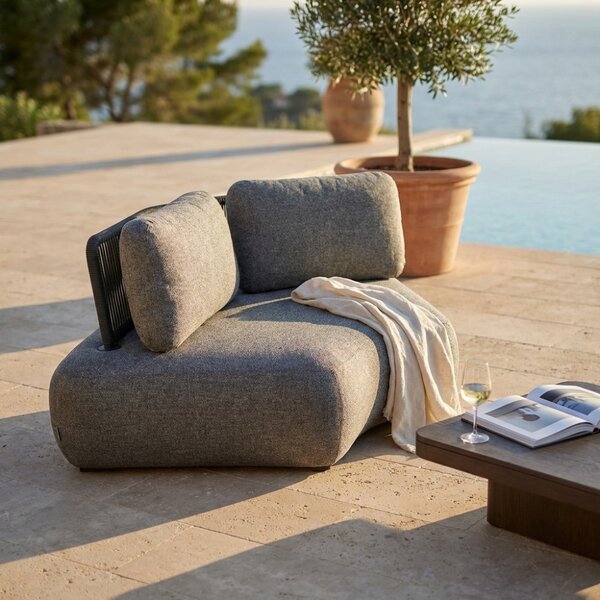 VivaGarden Divano da Esterno 2 Posti Modulare Angolare con Cuscini in Corda e Alluminio 110x194x78 cm colore Grigio