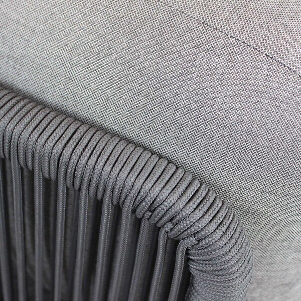 VivaGarden Divano da Esterno 2 Posti Modulare Centrale con Cuscini in Corda e Corda e Alluminio 202x103x77 cm colore Grigio