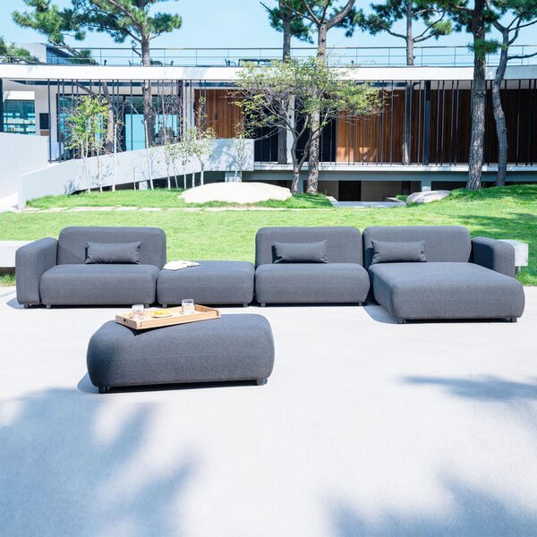 DecHome Divano da Esterno 2 Posti Modulare Centrale in Alluminio 119x65x76 cm colore Grigio Scuro