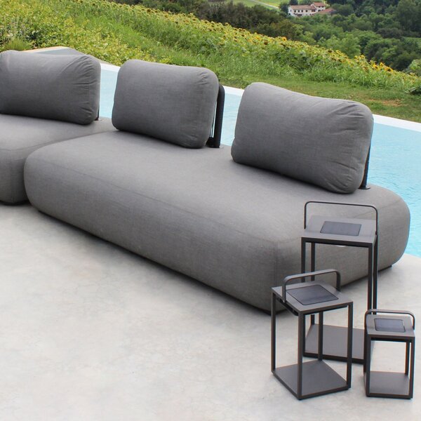 VivaGarden Divano da Esterno 2 Posti Modulare Centrale con Cuscini in Corda e Corda e Alluminio 202x103x77 cm colore Grigio