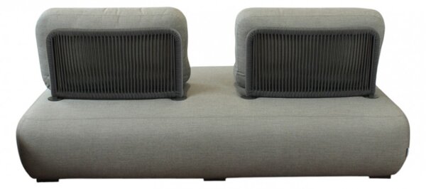 VivaGarden Divano da Esterno 2 Posti Modulare Centrale con Cuscini in Corda e Corda e Alluminio 202x103x77 cm colore Grigio