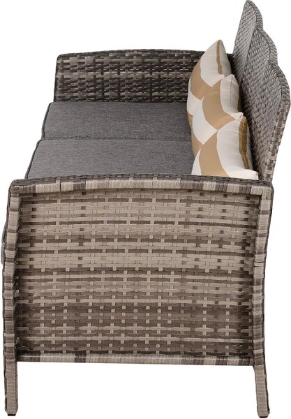 VivaGarden Divano da Esterno 3 Posti con Cuscini in Rattan 173x68x78 cm con Cuscini colore Grigio