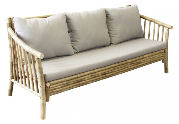 VivaGarden Divano da Esterno 3 Posti con Cuscini in Bamboo 190x74x80 cm colore Naturale - Borough